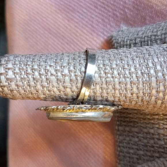 🐚💍Genuine 925 Silver Filigree Ring With Abalone Shell Oval Center Stone Size 8 - Picture 4 of 8